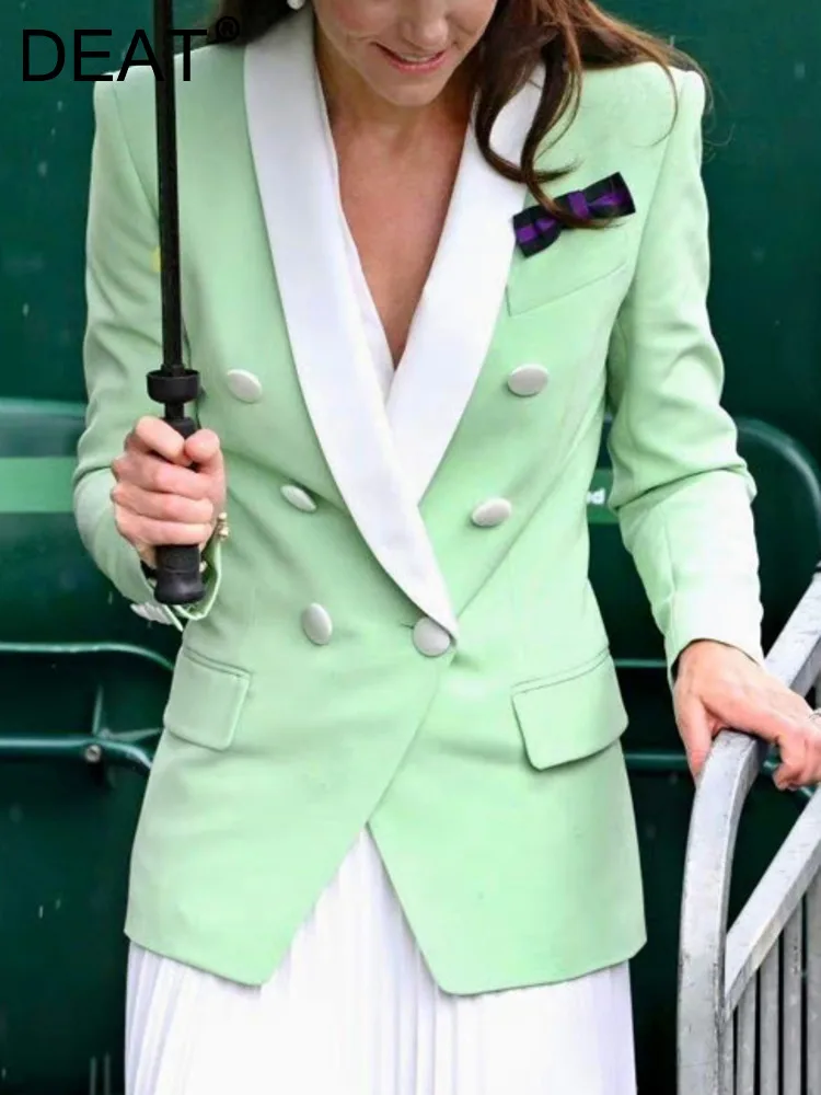 DEAT Fashion Women's Blazer Shawl Collar Long Sleeves Pockets Waist Retraction Green Suit Jackets Autumn 2023 New Tide 7AB195
DEAT Fashion Women's Blazer Shawl Collar Long Sleeves Pockets Waist Retraction Green Suit Jackets Autumn 2023 New Tide 7AB195
