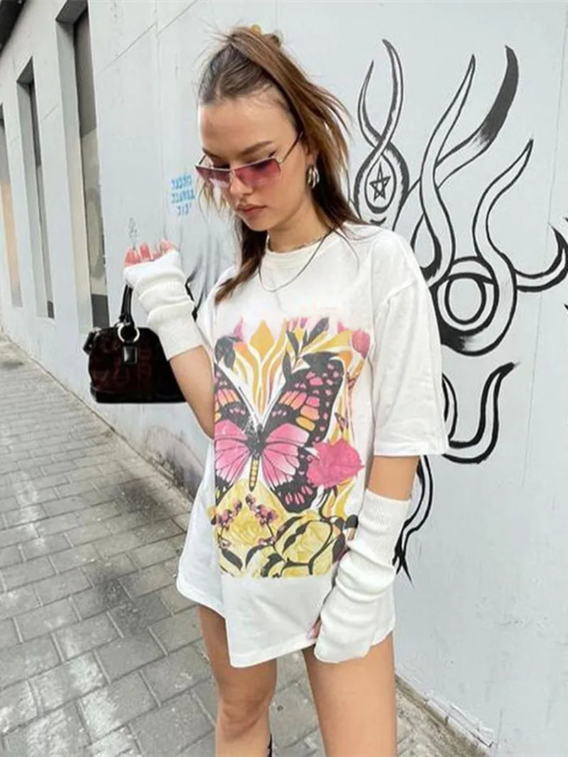 Butterfly Print Loose Long Short Sleeve Women's T-shirt Hot Girl White American Summer Clothes Cartoon Female Basic Casual
Butterfly Print Loose Long Short Sleeve Women's T-shirt Hot Girl White American Summer Clothes Cartoon Female Basic Casual