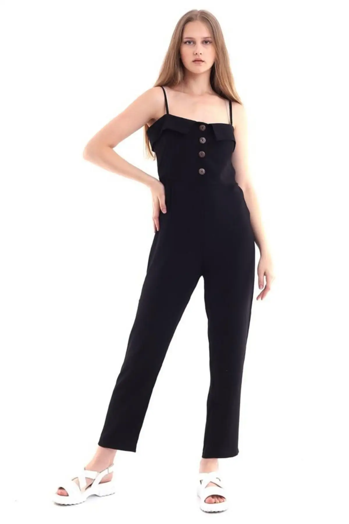 Women's Overalls Strap Black Jumpsuit Hot Style Quality Fabric Sleeveless Baggy Trousers Casual Jumpsuit
Women's Overalls Strap Black Jumpsuit Hot Style Quality Fabric Sleeveless Baggy Trousers Casual Jumpsuit