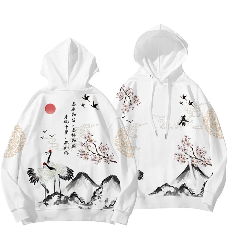 Ukiyo-e Dragon Kanagawa Wave Crane Толстовки с принтом Толстовка Повседневная толстовка в стиле