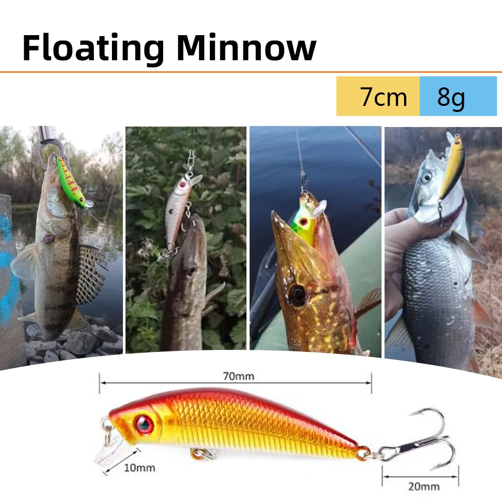 Fishing Lure Minnow Crankbait Hard Bait Tight Wobble Slow sinking Jerkbait Fishing Tackle 7cm/8g
Fishing Lure Minnow Crankbait Hard Bait Tight Wobble Slow sinking Jerkbait Fishing Tackle 7cm/8g