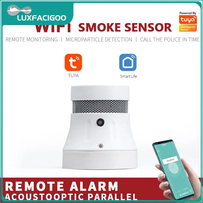 Smoke Detector Smart Life/tuya App Sensitive Tuya Wifi Smart Smoke Detector Home Security Uya App Smoke Alarm Fire Protection
Smoke Detector Smart Life/tuya App Sensitive Tuya Wifi Smart Smoke Detector Home Security Uya App Smoke Alarm Fire Protection