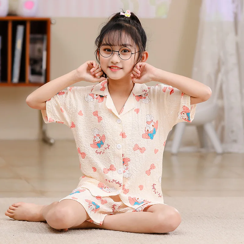 Kawaii Sanrio Kids Short Sleeve Pajamas My Melody Cinnamoroll Kuromi Cartoon Summer Homewear Anime Student Girl Gift
Kawaii Sanrio Kids Short Sleeve Pajamas My Melody Cinnamoroll Kuromi Cartoon Summer Homewear Anime Student Girl Gift