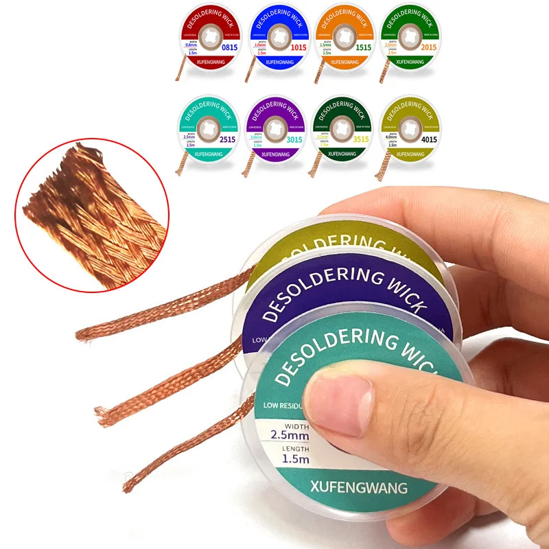 

1mm-2.5mm-4mm 1.5M 3M Desoldering Braid Solder Remover Wick Wire Welding Tin Sucker Cable Lead Cord Flux Repair Tool AN