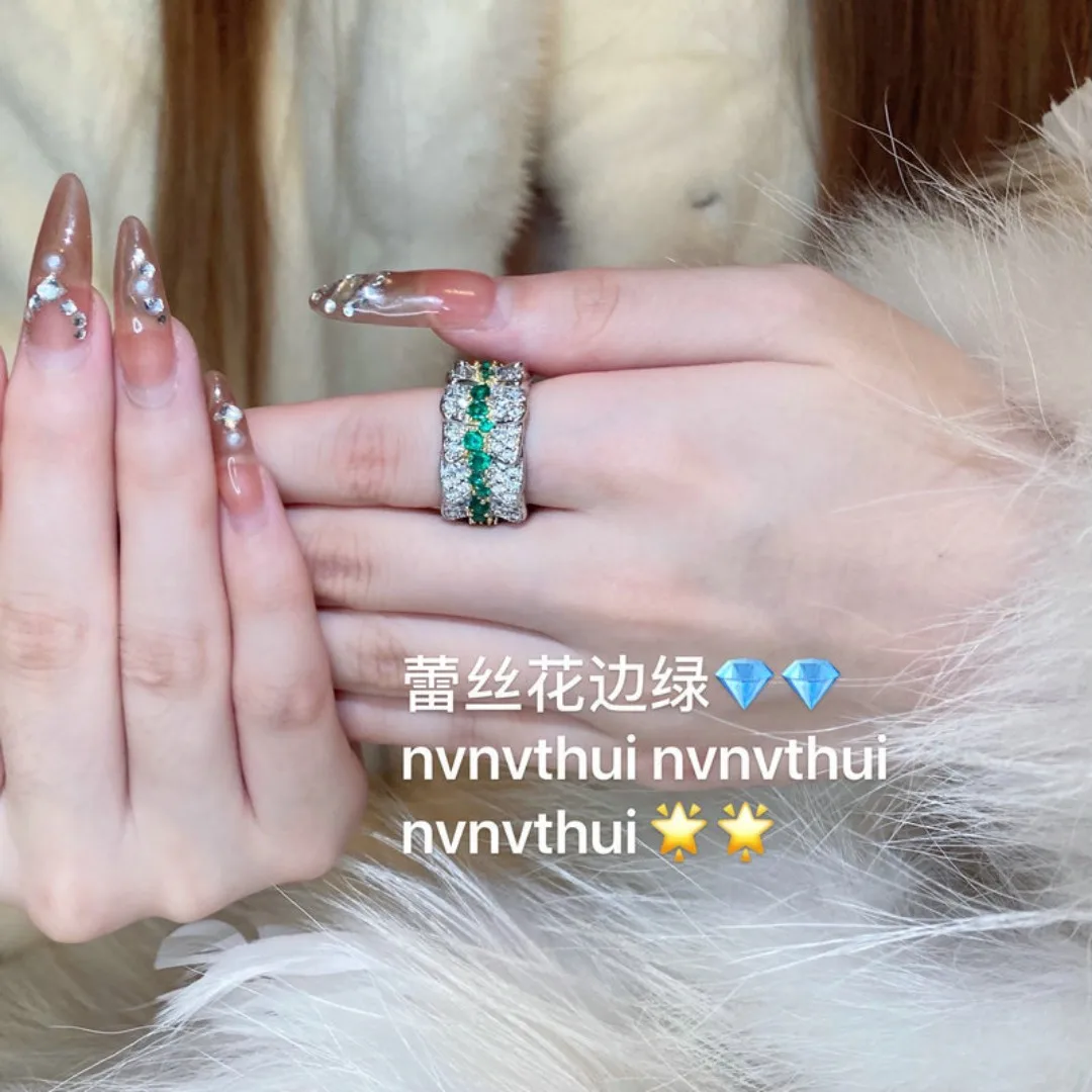 New micro set zircon plated 18k white gold folding lace grandmother emerald rich retro ring women
New micro set zircon plated 18k white gold folding lace grandmother emerald rich retro ring women