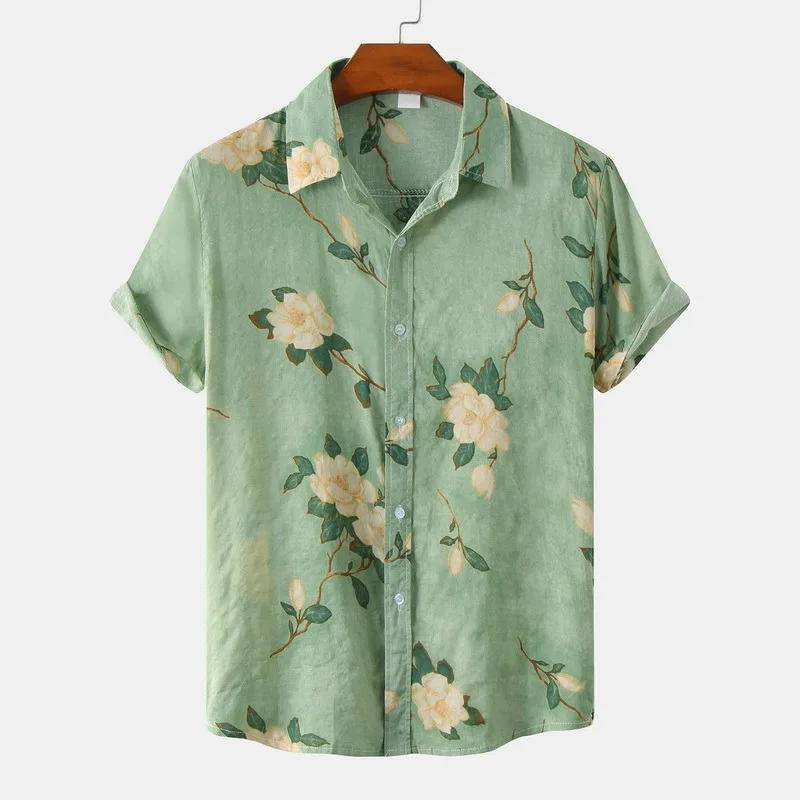 Hot Sale Men Flower Print Casual Lapel Shirt Male Summer Holiday Beach Shirt Cardigan Loose Casual Short Sleeve Retro Shirt
Hot Sale Men Flower Print Casual Lapel Shirt Male Summer Holiday Beach Shirt Cardigan Loose Casual Short Sleeve Retro Shirt
