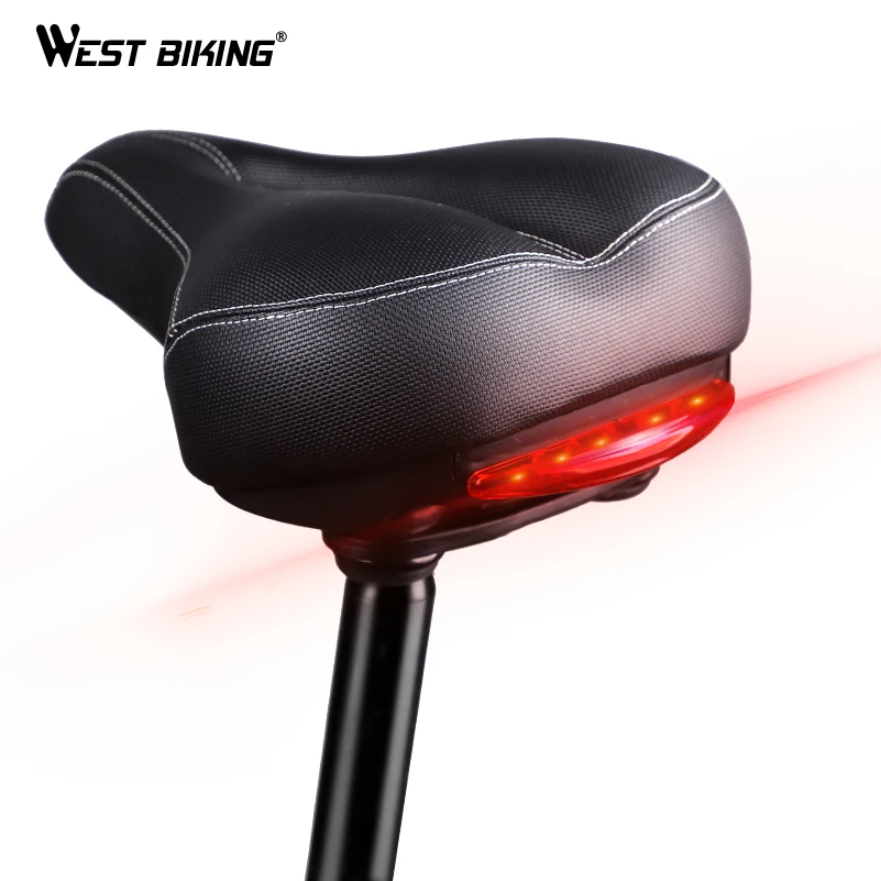 WEST BIKING Wide Bicycle Saddle with Taillight Soft Sponge Cushion Hollow Thicken Cycling Ciclismo Seat MTB Mountain Bike Saddle
WEST BIKING Wide Bicycle Saddle with Taillight Soft Sponge Cushion Hollow Thicken Cycling Ciclismo Seat MTB Mountain Bike Saddle