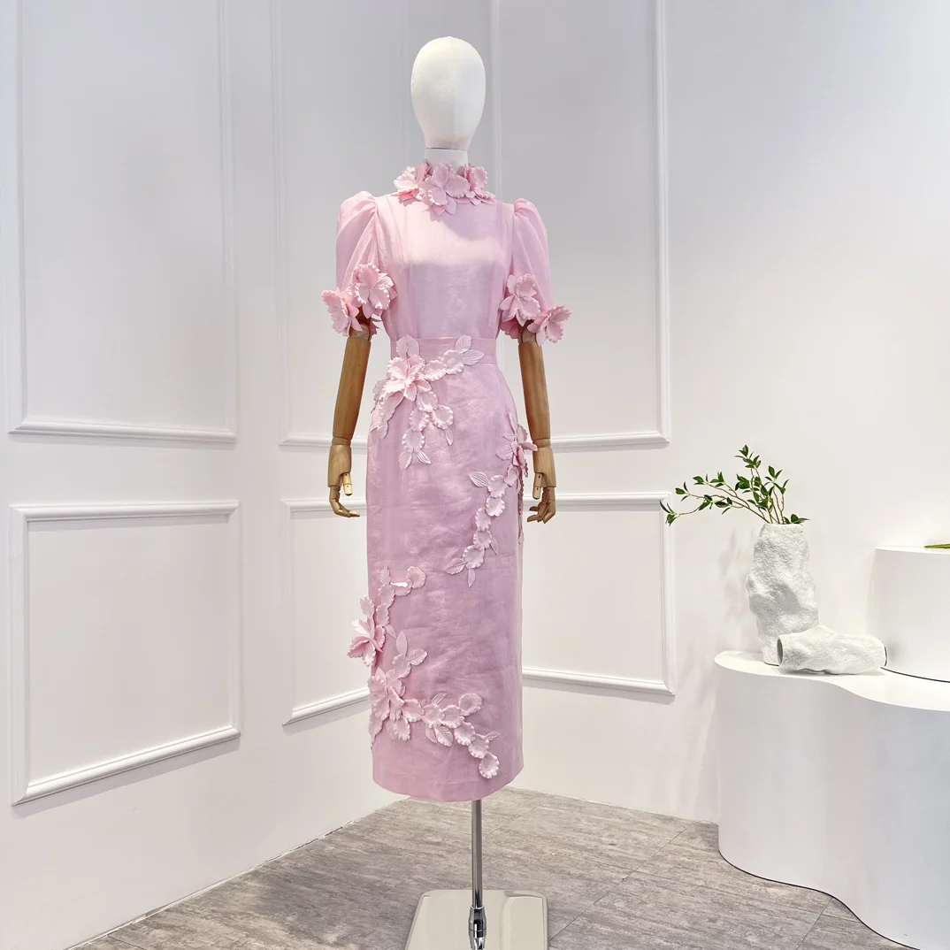 2022 Hot Sale Holiday Style Solid Pink Appliques Puff Sleeve Blouse with Midi Skirt Matching Set Women
2022 Hot Sale Holiday Style Solid Pink Appliques Puff Sleeve Blouse with Midi Skirt Matching Set Women