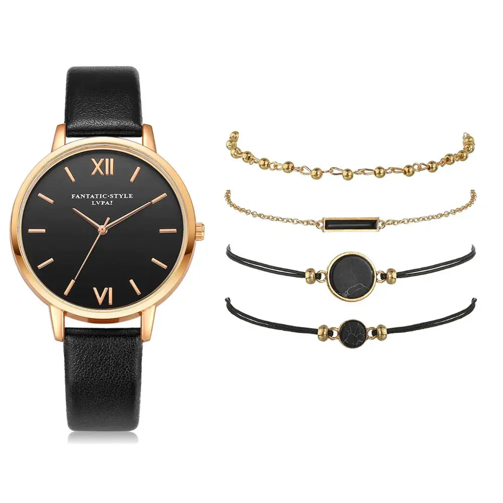 5pcs Set Top Style Fashion Women's Luxury Leather Band Analog Quartz WristWatch Ladies Watch Women Dress Reloj Mujer Black Clock
5pcs Set Top Style Fashion Women's Luxury Leather Band Analog Quartz WristWatch Ladies Watch Women Dress Reloj Mujer Black Clock