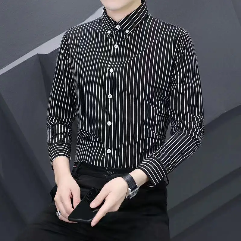 Men's Striped Shirts 2022 Spring and Autumn New Casual Long Sleeve Slim Korean Button-Up Brand Men's Clothing Blouse Tops A176
Men's Striped Shirts 2022 Spring and Autumn New Casual Long Sleeve Slim Korean Button-Up Brand Men's Clothing Blouse Tops A176