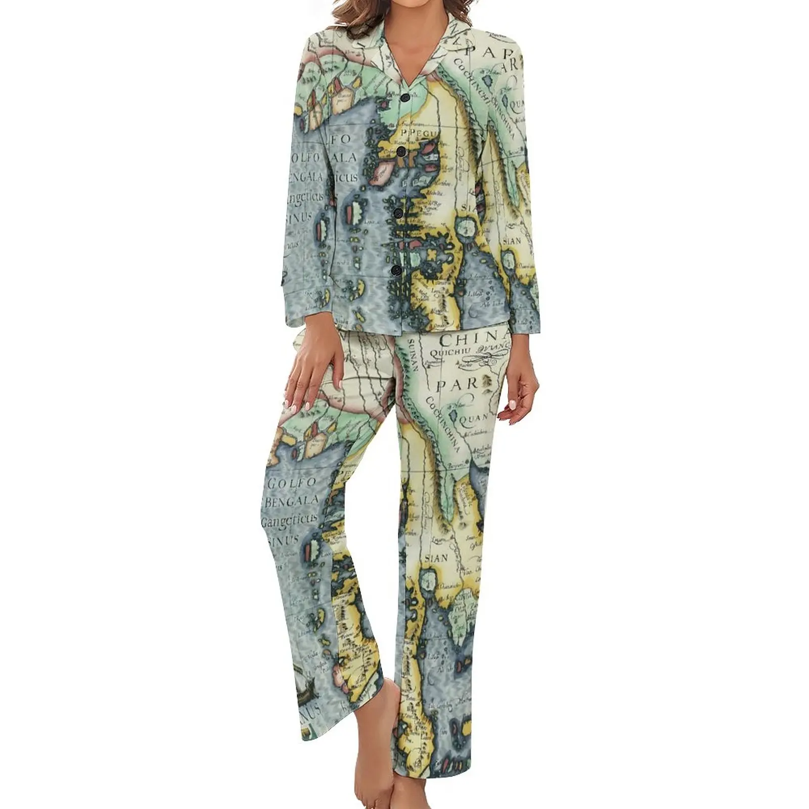 Asian Map Pajamas Vintage Print Long Sleeves Romantic Pajama Sets 2 Pieces Leisure Spring Pattern Sleepwear Birthday Present
Asian Map Pajamas Vintage Print Long Sleeves Romantic Pajama Sets 2 Pieces Leisure Spring Pattern Sleepwear Birthday Present
