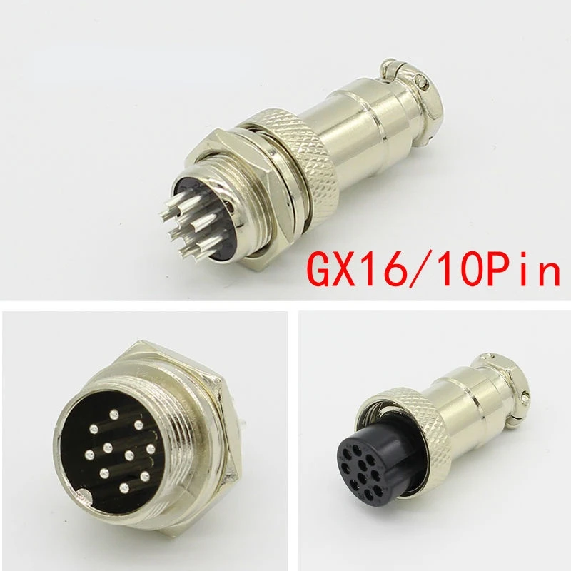 

1set GX16 10 Pin Male & Female Diameter 16mm Wire Panel Connector L73 GX16 Circular Connector Aviation Socket Plug