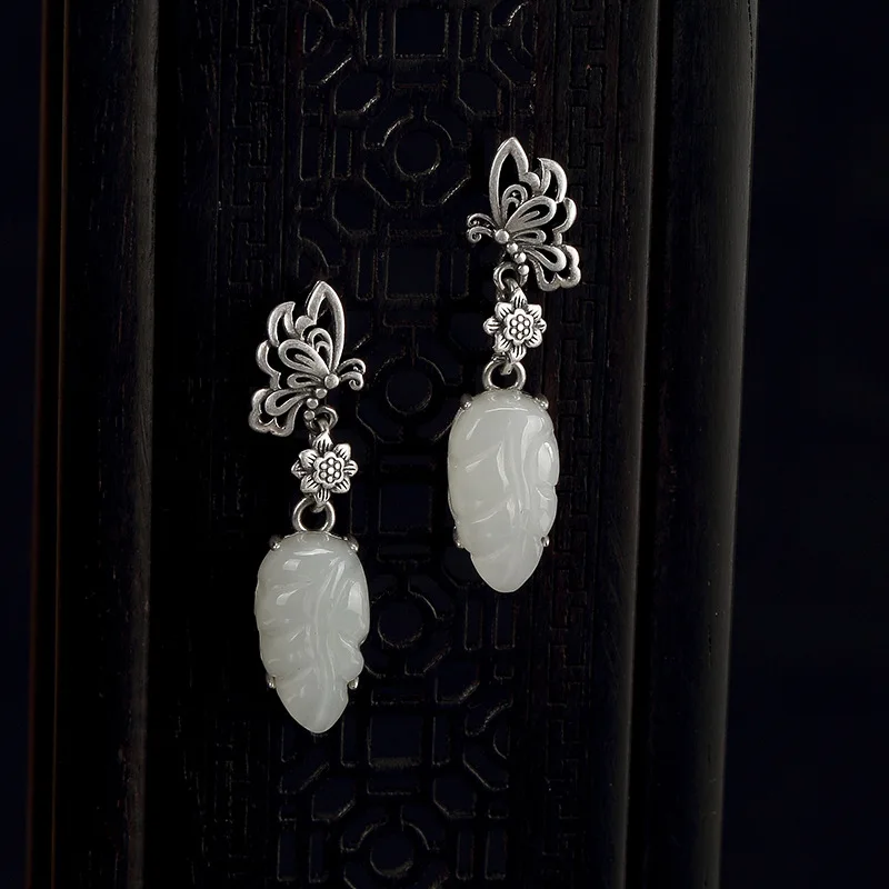 Vintage Butterfly Earrings Natural Jade Pendant Earrings Handmade Antique Silver Drop Earrings For Women Piercings Accessories
Vintage Butterfly Earrings Natural Jade Pendant Earrings Handmade Antique Silver Drop Earrings For Women Piercings Accessories