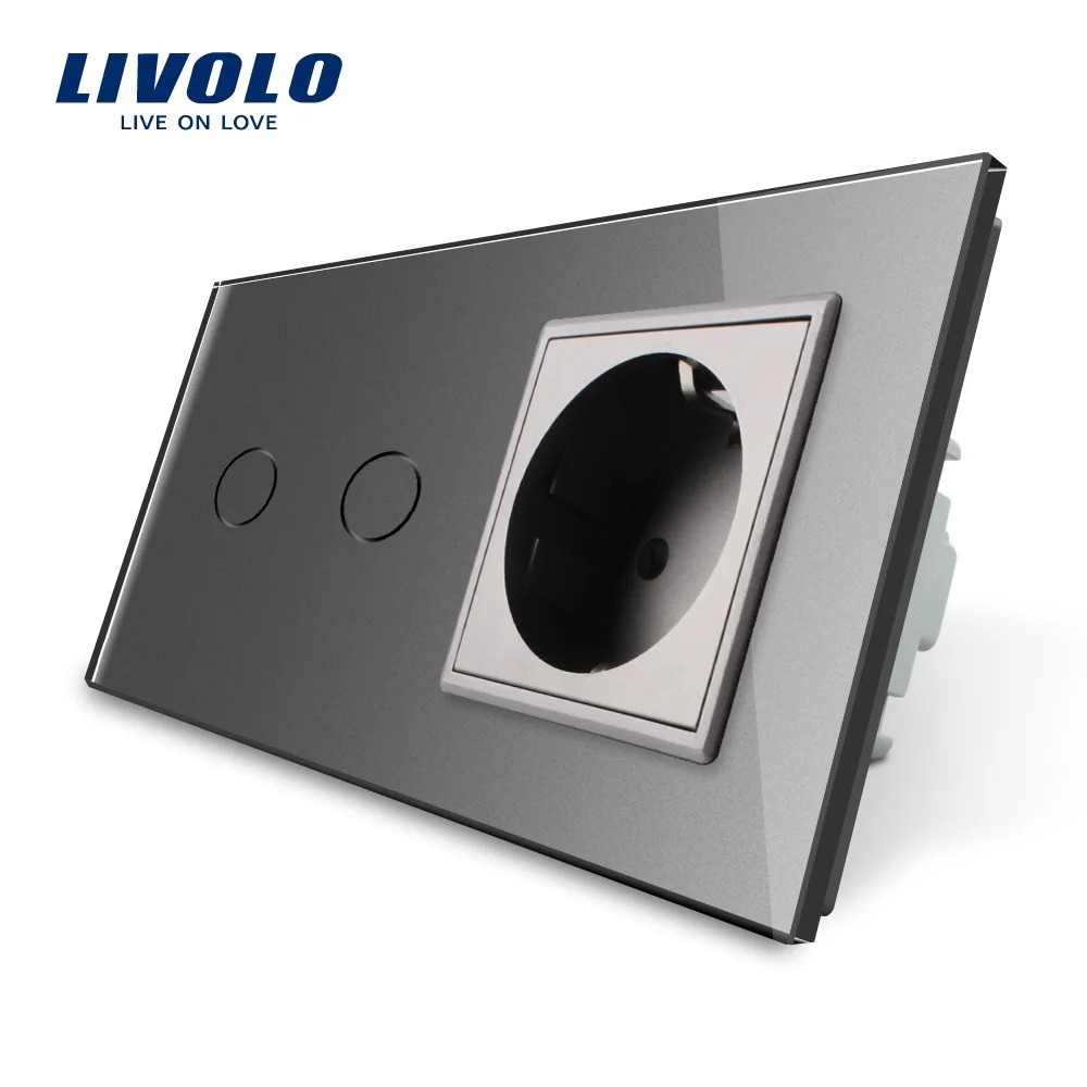 

Livolo 16A EU Standard Wall Power Socket with Touch Switch, AC220~250V,White Crystal Glass Panel, VL-C702-11/VL-C7C1EU-11