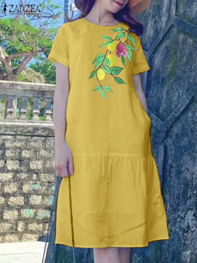 2024 ZANZEA Women Dress Fashion Summer Sundress Short Sleeve Floral Printed O-Neck Knee Length Casual Vestidos Oversized
2024 ZANZEA Women Dress Fashion Summer Sundress Short Sleeve Floral Printed O-Neck Knee Length Casual Vestidos Oversized