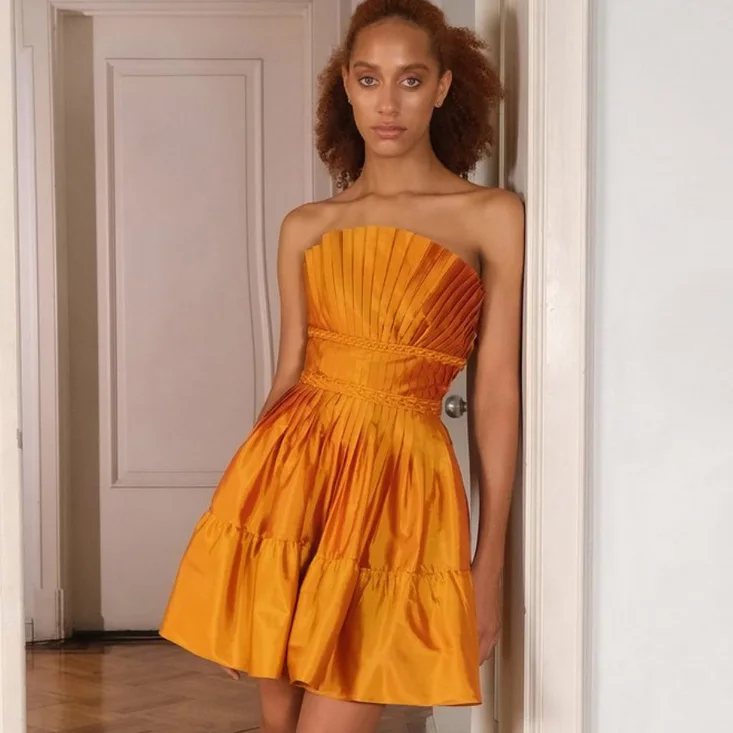 Strapless Orange A-line Party Dress Ruffled Women Clothing Mini Dress Open Back Folds Cocktail Dresses Ever Pretty Gowns
Strapless Orange A-line Party Dress Ruffled Women Clothing Mini Dress Open Back Folds Cocktail Dresses Ever Pretty Gowns