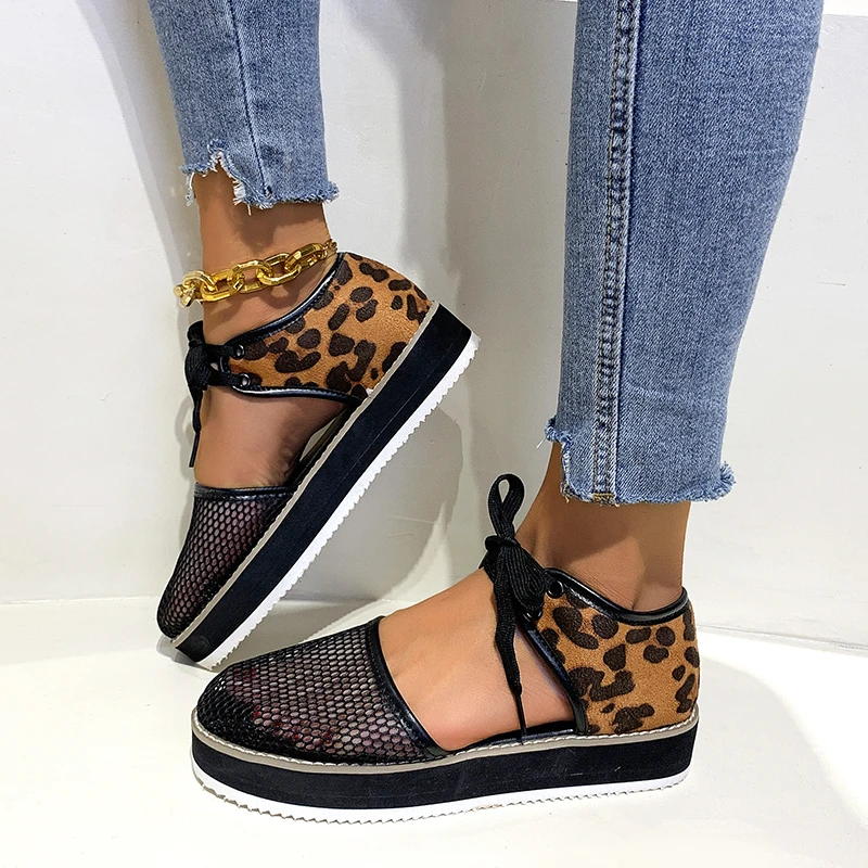 Women's Sandals Casual Mesh Leopard Platform Shoes Flat Shoes Summer 2022 Fashion Lace-Up Sandals Black Beige Plus Size 
Women's Sandals Casual Mesh Leopard Platform Shoes Flat Shoes Summer 2022 Fashion Lace-Up Sandals Black Beige Plus Size