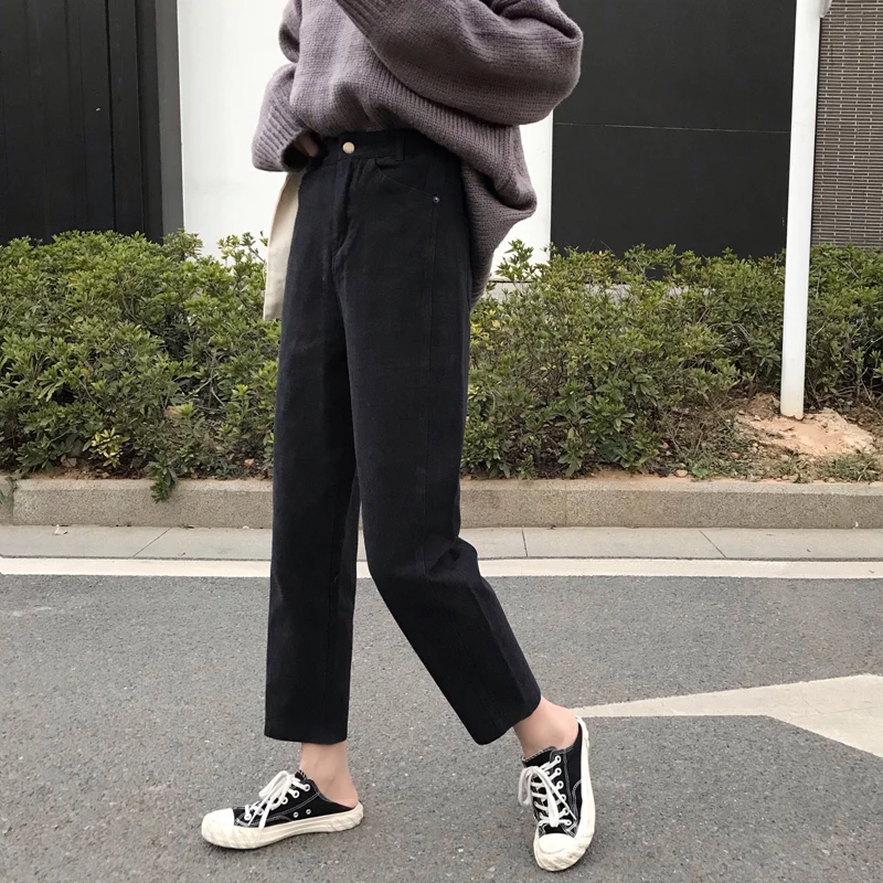 N1575 New fashion all-match high waist slimming loose harem straight leg pants trousers jeans women 
N1575 New fashion all-match high waist slimming loose harem straight leg pants trousers jeans women