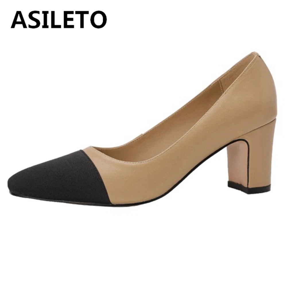 ASILETO Brand Designer Ladies Genuine Leather shoes Women Pumps Pointed Toe Women Sip On Thick Heels Party Wedding Big Size Cool
ASILETO Brand Designer Ladies Genuine Leather shoes Women Pumps Pointed Toe Women Sip On Thick Heels Party Wedding Big Size Cool
