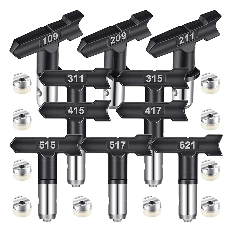 Spray Tips Airless Spray Nozzles Black For Airless Paint Spray Sprayer 109, 213, 311, 315, 413
Spray Tips Airless Spray Nozzles Black For Airless Paint Spray Sprayer 109, 213, 311, 315, 413