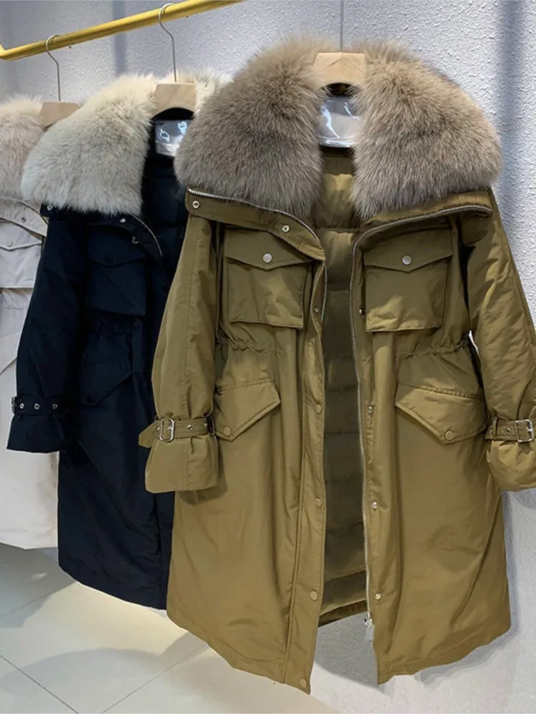 Thick Parka Winter Women Vintage Down Jacket Real Fox Fur Collar Warm Coat Ladies Loose Warm Autumn Down Parkas Outerwear
Thick Parka Winter Women Vintage Down Jacket Real Fox Fur Collar Warm Coat Ladies Loose Warm Autumn Down Parkas Outerwear