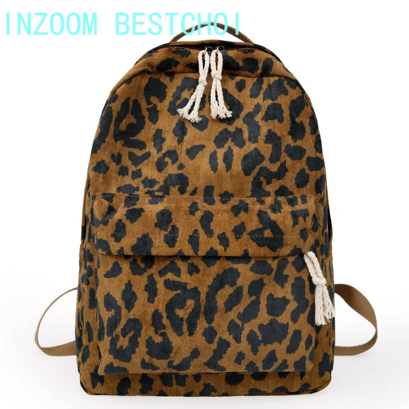 Fashion Female Backpack Leopard Print Corduroy Dual-Straps Woman Travel Large Capacity Girl School Shoulder Bag Mochila Mujer
Fashion Female Backpack Leopard Print Corduroy Dual-Straps Woman Travel Large Capacity Girl School Shoulder Bag Mochila Mujer
