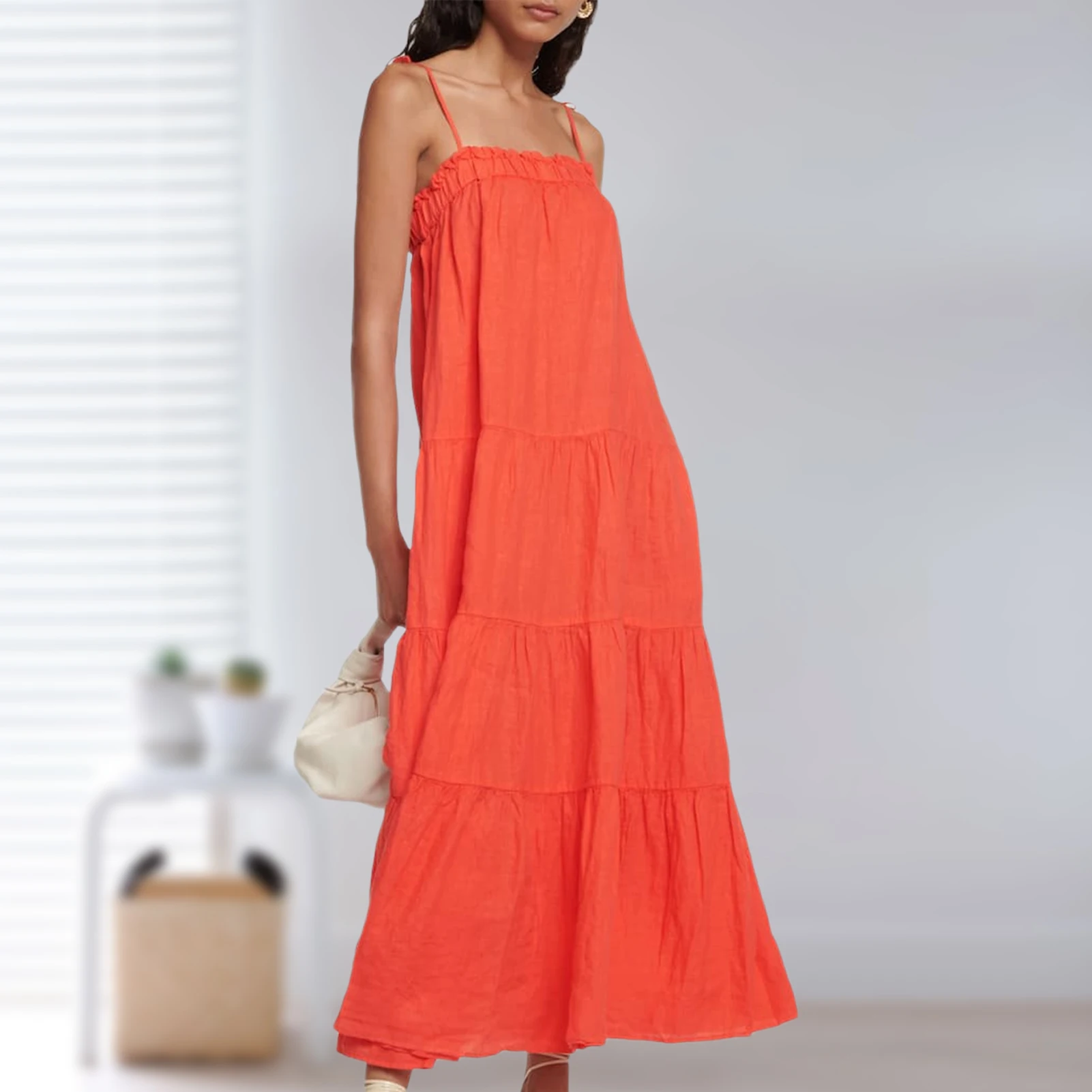Spaghetti Strap Dress Square Neck Women Sling Long Dress Off Shoulder Solid Color Casual Style Loose Fit Vacation Outfit
Spaghetti Strap Dress Square Neck Women Sling Long Dress Off Shoulder Solid Color Casual Style Loose Fit Vacation Outfit