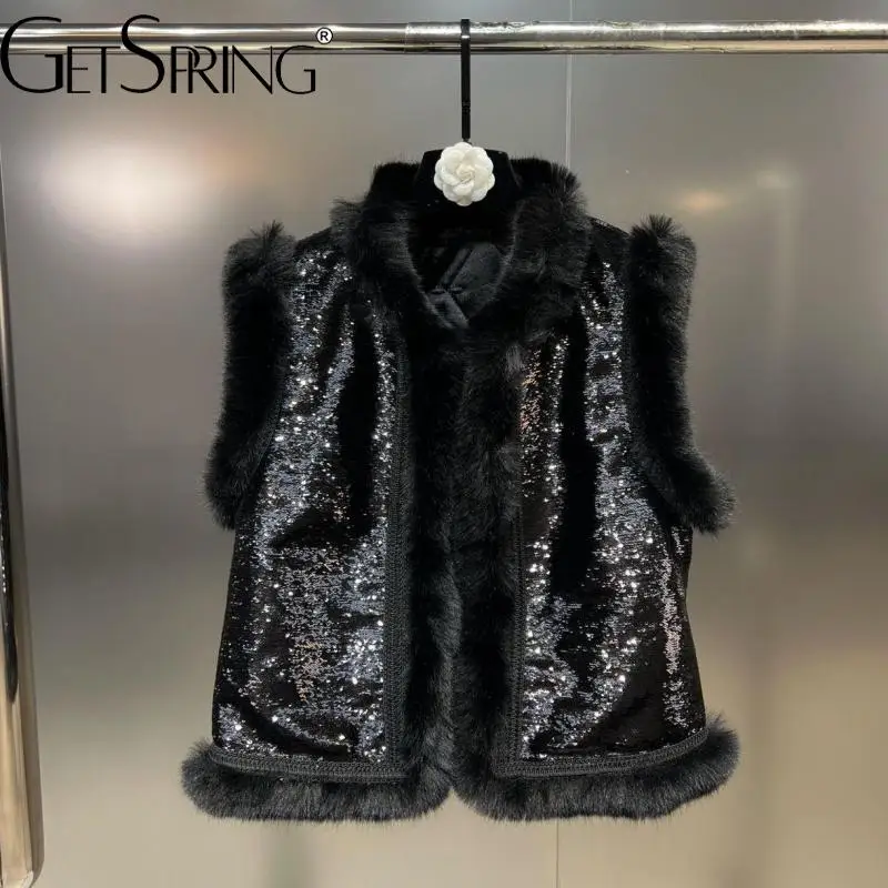 GetSpring Women Vest 2022 Stand Collar Hairy Sequin Decoration Cool Waistcoat Vintage Sleeveless Warm Coat Autumn Winter 2022
GetSpring Women Vest 2022 Stand Collar Hairy Sequin Decoration Cool Waistcoat Vintage Sleeveless Warm Coat Autumn Winter 2022