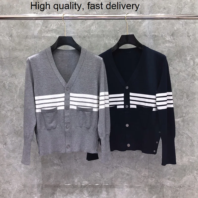 Men's TB THOM Sweater High Quality V-Neck Unisex Design Sailboat Print Design Coat Fashion Spring Autumn Thick Cardigans Sweate
Men's TB THOM Sweater High Quality V-Neck Unisex Design Sailboat Print Design Coat Fashion Spring Autumn Thick Cardigans Sweate