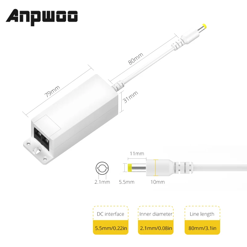 

ANPWOO 12V 2A AC 100V-240V Converter Adapter DC 12V 2A 2000mA Power Supply EU UK AU US Plug 5.5mm x 2.1mm for CCTV IP Camera