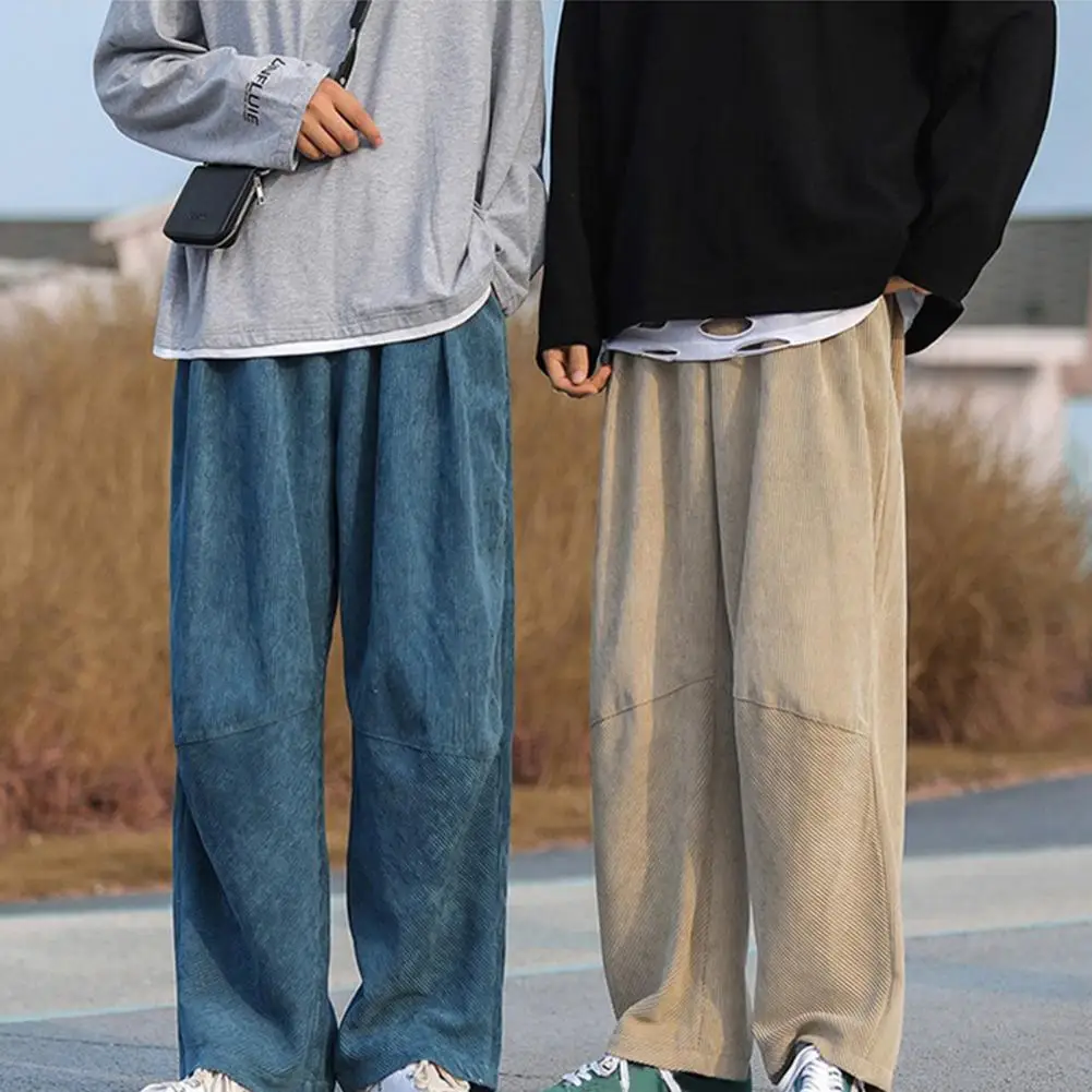Autumn Men Pants Solid Color Wide Leg Elastic Waist Loose Straight Corduroy Baggy Pants Trousers for Jogging Sports 
Autumn Men Pants Solid Color Wide Leg Elastic Waist Loose Straight Corduroy Baggy Pants Trousers for Jogging Sports