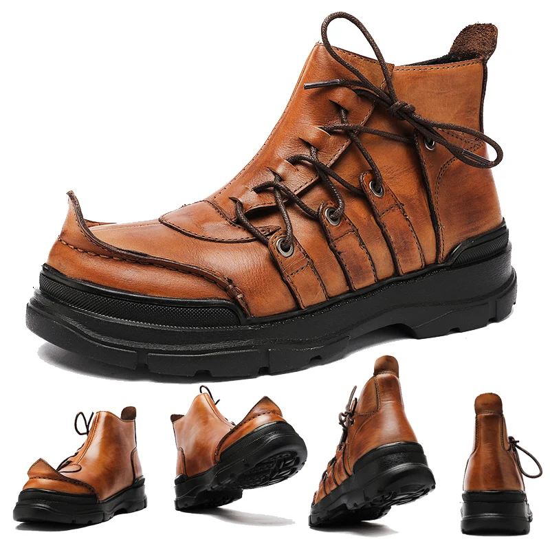 Men's Genuine Leather Motorcycle Boots Ankle Boots Upturned Leather Shoes Fashion Punk Gothic Western Cowboy Boots Male Loafers
Men's Genuine Leather Motorcycle Boots Ankle Boots Upturned Leather Shoes Fashion Punk Gothic Western Cowboy Boots Male Loafers