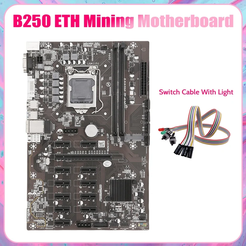 B250B ETH Mining Motherboard+1Xdual Switch Cable With Light LGA1151 DDR4 12Xgraphics Card Slot MSATA SATA For BTC Miner
B250B ETH Mining Motherboard+1Xdual Switch Cable With Light LGA1151 DDR4 12Xgraphics Card Slot MSATA SATA For BTC Miner