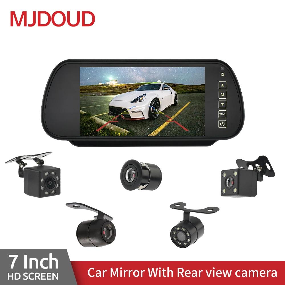 

MJDOUD Rear View Camera For Car Reverse Parking System Backup Camera 7Inch TFT LCD HD Rearview Mirror Monitor With Car Camera