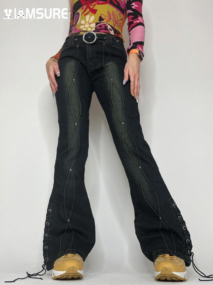 IAMSURE Vintage Patchwork Bandage Flare Jeans Loose Mid-Waisted Wide Leg Pants Women 2022 Streetwear Fashion Ladies Trousers
IAMSURE Vintage Patchwork Bandage Flare Jeans Loose Mid-Waisted Wide Leg Pants Women 2022 Streetwear Fashion Ladies Trousers