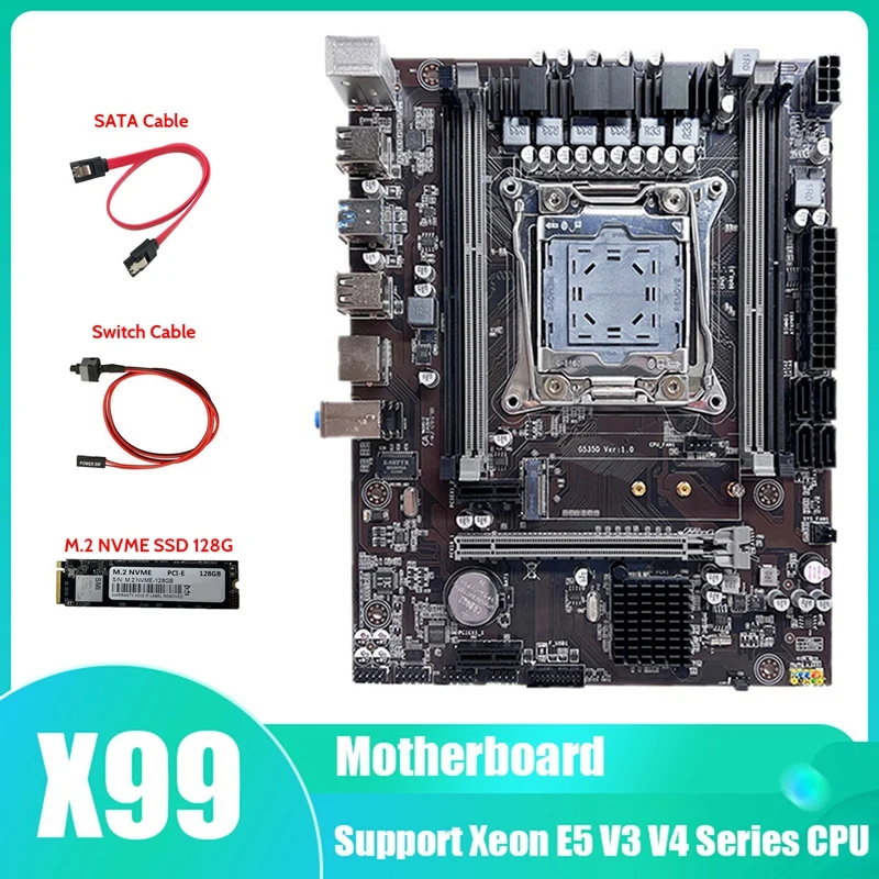 X99 Motherboard LGA2011-3 Computer Motherboard Support DDR4 ECC RAM Memory With M.2 SSD 128G+Switch Cable+SATA Cable
X99 Motherboard LGA2011-3 Computer Motherboard Support DDR4 ECC RAM Memory With M.2 SSD 128G+Switch Cable+SATA Cable