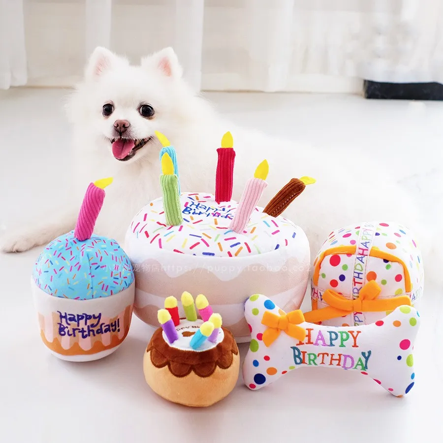 Pet dog toys Popular Funny Squeakers Squeak Plush toys Pet Dogs Birthday Cake Toy Bone Toy Training Playing Chewing for Puppies
Pet dog toys Popular Funny Squeakers Squeak Plush toys Pet Dogs Birthday Cake Toy Bone Toy Training Playing Chewing for Puppies
