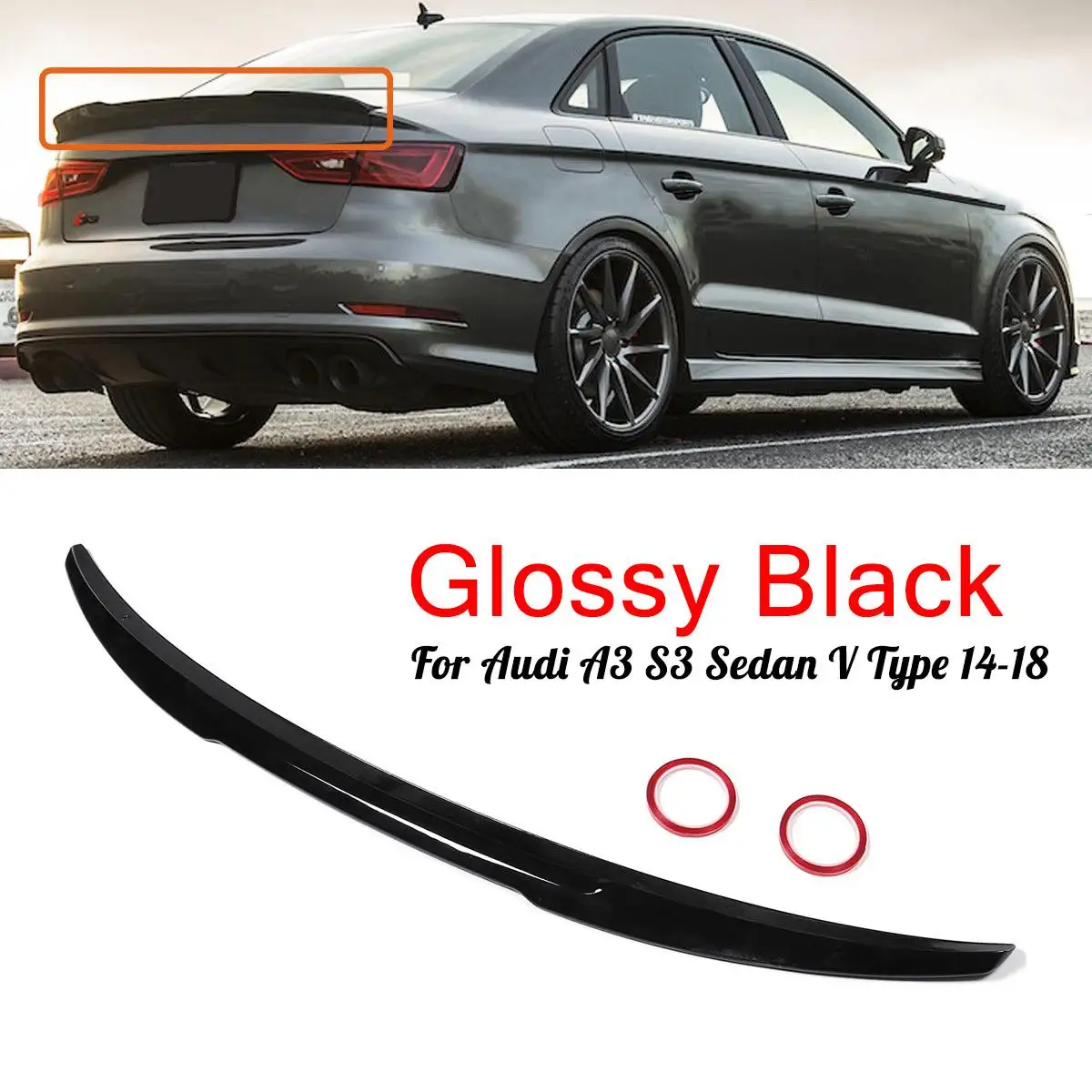 V Style Highkick Rear Trunk Spoiler For Audi A3 and S3 Sedan V Type 14-18 Highkick Glossy Black Rear Trunk Wing Spoiler for Car
V Style Highkick Rear Trunk Spoiler For Audi A3 and S3 Sedan V Type 14-18 Highkick Glossy Black Rear Trunk Wing Spoiler for Car