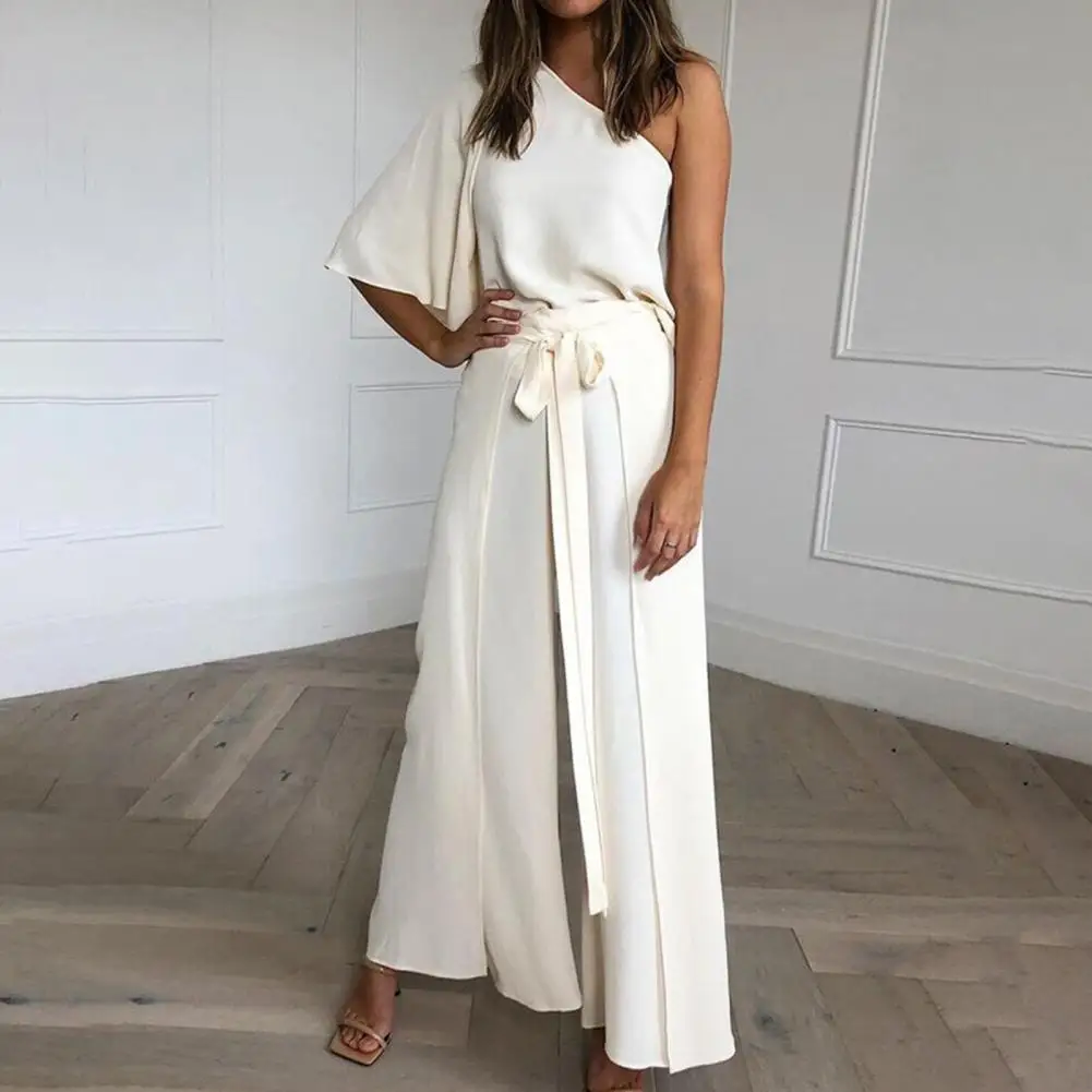2Pcs/Set Women Outfit Sexy Off Shoulder Flared Sleeves Skew Neck Blouse Wide Leg Loose Fit Pure Color Pants Elegant Office Suit
2Pcs/Set Women Outfit Sexy Off Shoulder Flared Sleeves Skew Neck Blouse Wide Leg Loose Fit Pure Color Pants Elegant Office Suit