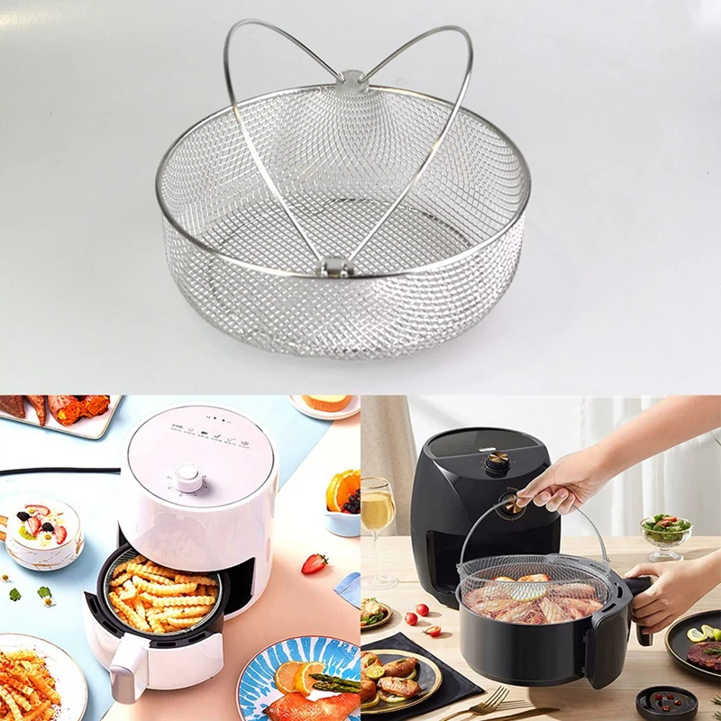 8 Inch Airfryer Basket Steamer Basket Stainless Steel Mesh Basket Roasting Rack For Airfryer Accessory With Handle
8 Inch Airfryer Basket Steamer Basket Stainless Steel Mesh Basket Roasting Rack For Airfryer Accessory With Handle