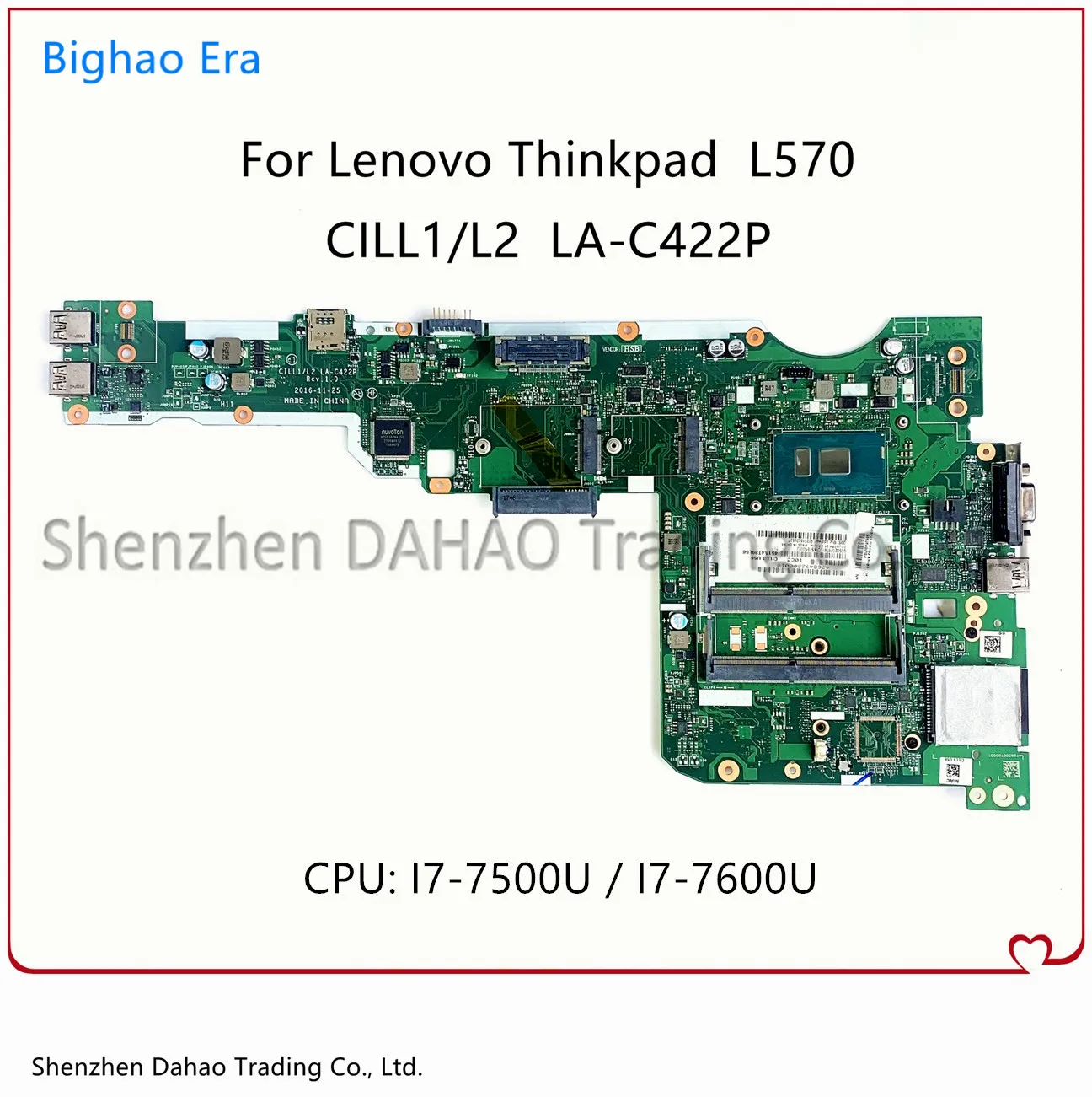 LA-C422P For Lenovo Thinkpad L570 Laptop Motherboard With i7-7500U/7600U CPU Fru 01ER223 01ER259 01YR413 01ER219 100% Test Work
LA-C422P For Lenovo Thinkpad L570 Laptop Motherboard With i7-7500U/7600U CPU Fru 01ER223 01ER259 01YR413 01ER219 100% Test Work