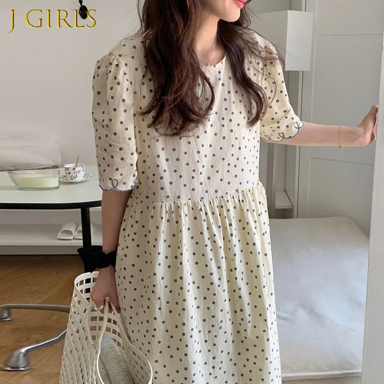 J GIRLS Vintage O Neck Dress Women Dot Printing Patchwork Short Sleeve Midi Dresses Outwear A Line Casual Koran Clothing
J GIRLS Vintage O Neck Dress Women Dot Printing Patchwork Short Sleeve Midi Dresses Outwear A Line Casual Koran Clothing
