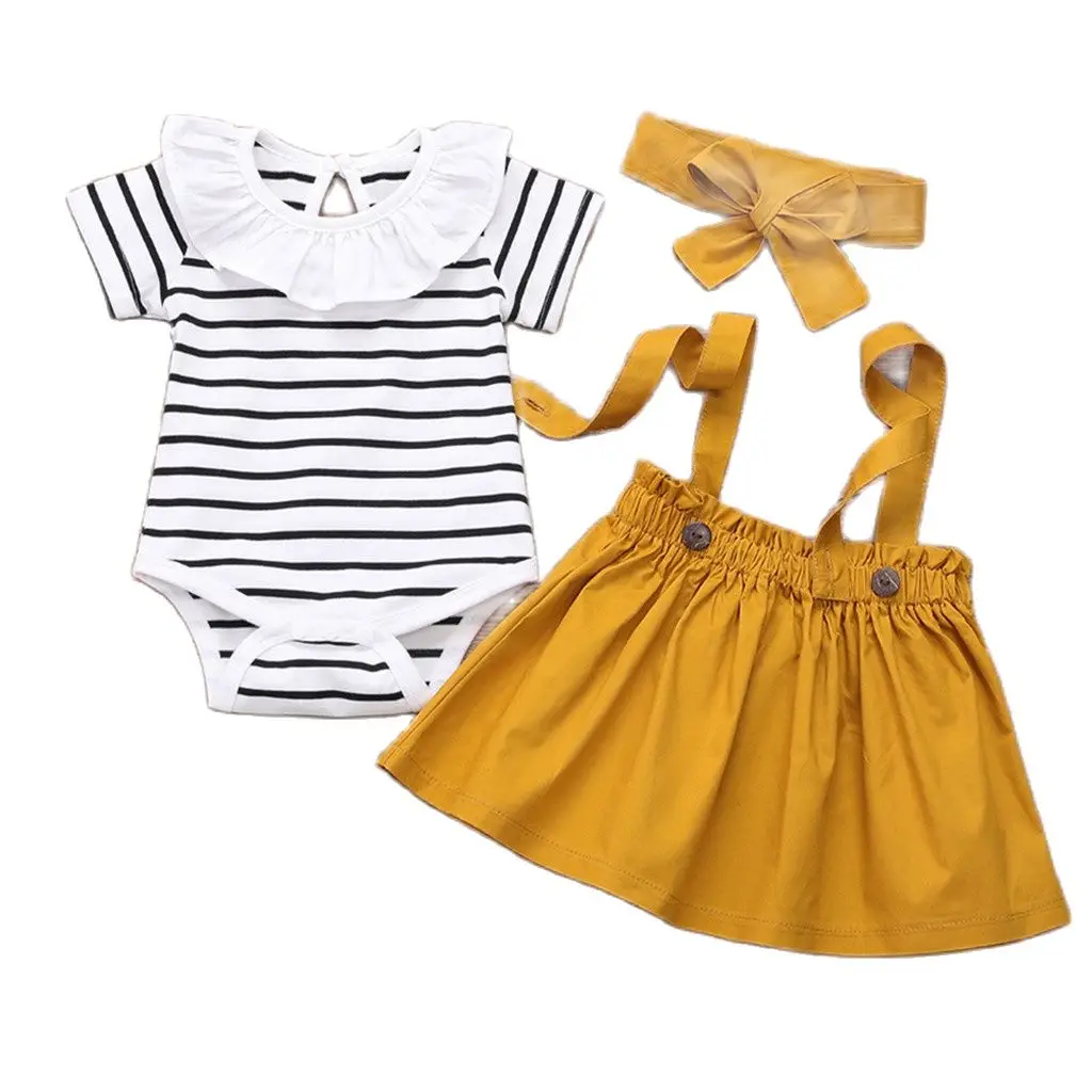 Baby Girls Summer Clothes Outfits Set Striped Bodysuit +Headband + Overalls dress 3Pcs Newborn Kids Girls Clothing 0-3Years
Baby Girls Summer Clothes Outfits Set Striped Bodysuit +Headband + Overalls dress 3Pcs Newborn Kids Girls Clothing 0-3Years