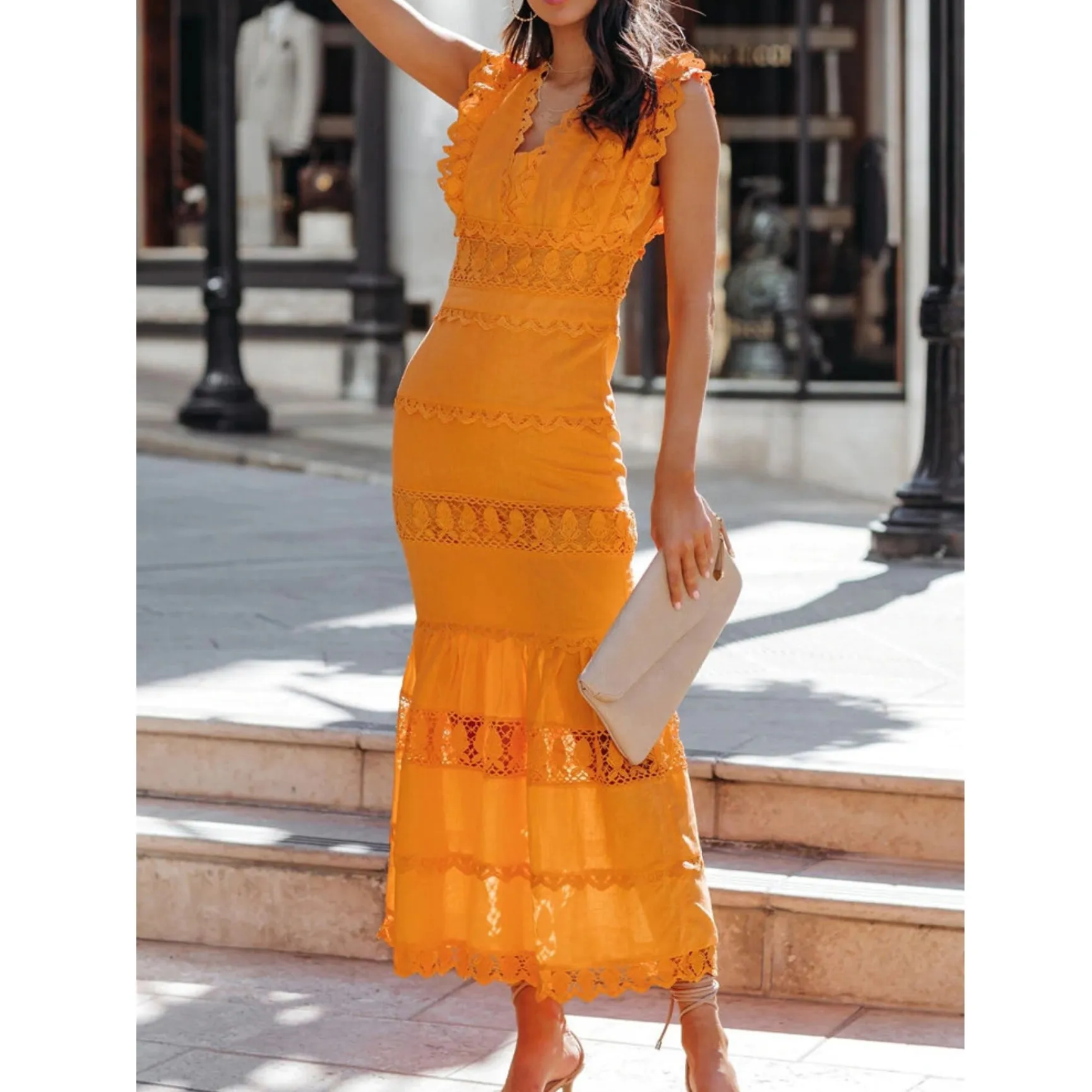 Tank V Neck Mermaid Long Elegant Club Evening Party Female Dress Sexy Sleeveless Ruffles Dress Solid Women A Line Maxi Dress
Tank V Neck Mermaid Long Elegant Club Evening Party Female Dress Sexy Sleeveless Ruffles Dress Solid Women A Line Maxi Dress