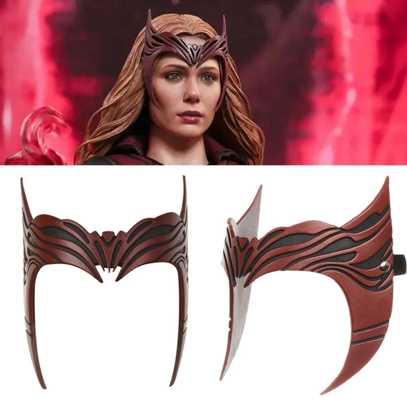 

Movie Scarlet Witch Mask Wanda Cosplay PU Soft Superhero Women Crown Adult Headband Halloween Masks Props