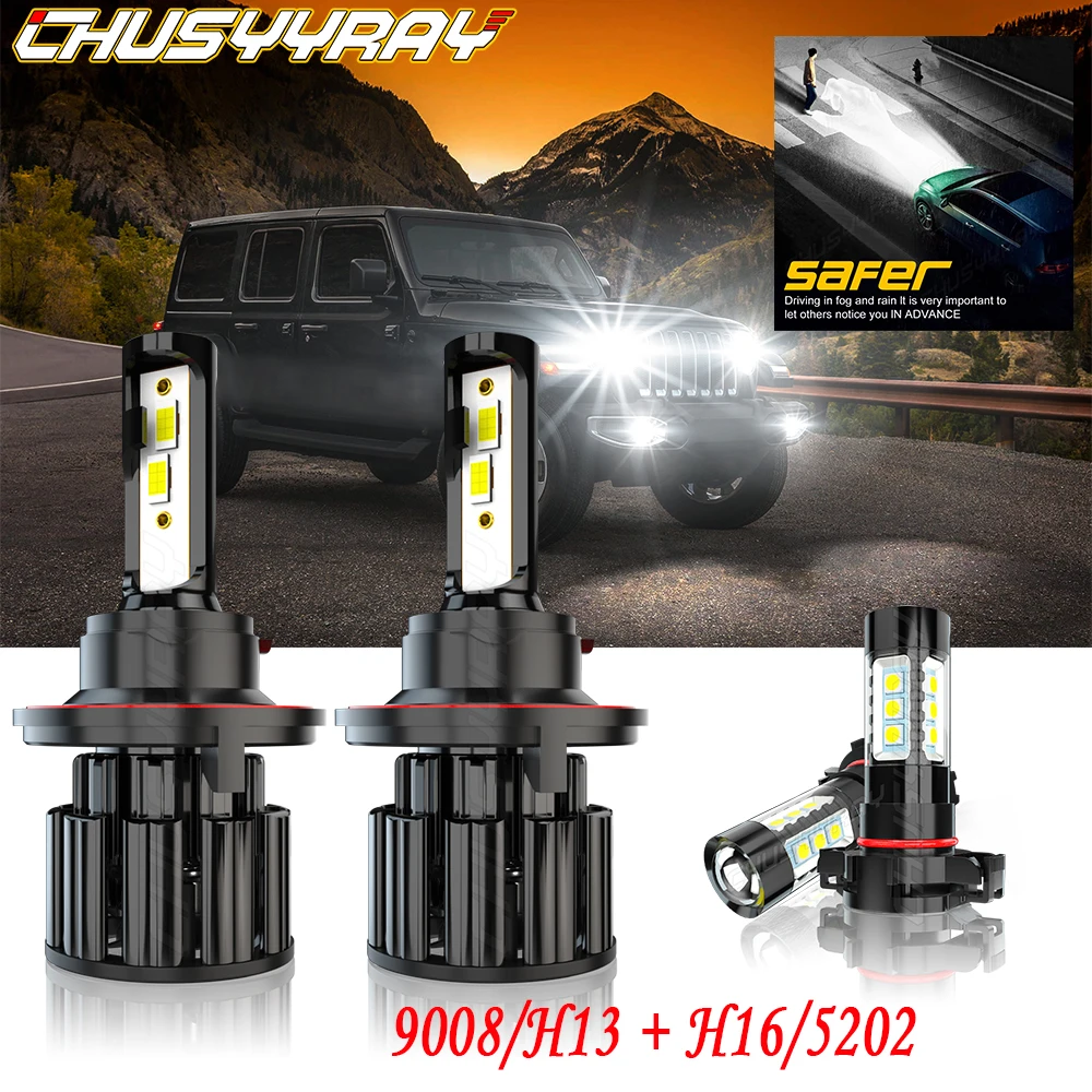 CHUSYYRAY Compatible For Jeep Wrangler 2010-2018 6000k 4X LED white Headlight Hi/low + Fog Light Bulbs Kit Easy To Install
CHUSYYRAY Compatible For Jeep Wrangler 2010-2018 6000k 4X LED white Headlight Hi/low + Fog Light Bulbs Kit Easy To Install