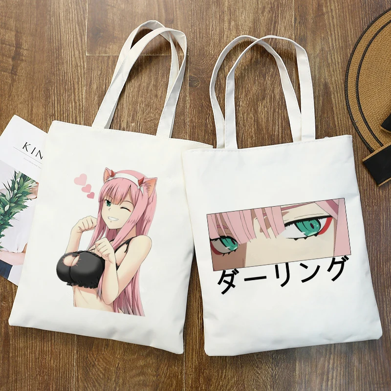 

Сумка для покупок Kawaii Dear in the Franxx Zero Two Japan аниме, сумка, Женская Холщовая Сумка, сумки через плечо, Повседневная сумка для покупок