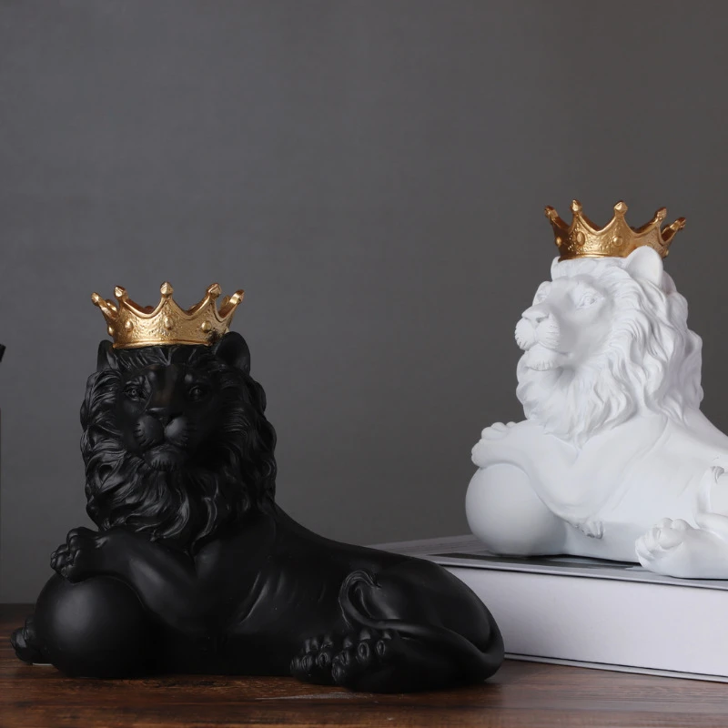 

Home Decoration Accessories Reclining Crown Lion Ornament Resin Crafts Home Office Entryway Decorations Shop Christmas Handmade