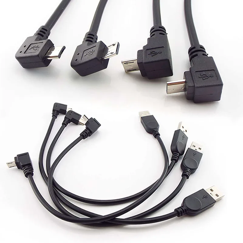 

27 см 90 градусов Micro USB штекер-штекер данных вверх вниз левый правый угловой разъем для зарядки кабель адаптер для планшета сотового телефона