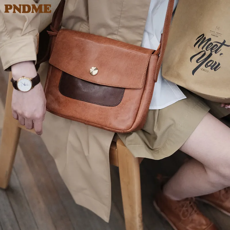 PNDME Retro Fashion designer First layer cowhide Ladies Contrast Color Messenger Bag Daily Weekend Party Shoulder Messenger Bag
PNDME Retro Fashion designer First layer cowhide Ladies Contrast Color Messenger Bag Daily Weekend Party Shoulder Messenger Bag